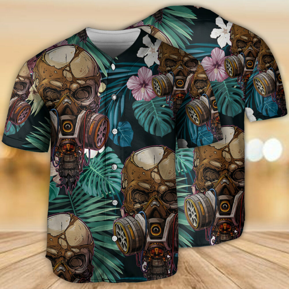 Skull Style Lover And Tropical Leaves - Baseball Jersey - Owl Ohh - Owl Ohh
