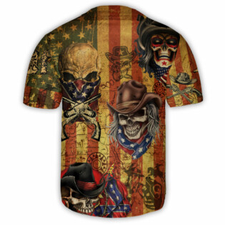 Skull Patriotic Cowboy America - Baseball Jersey - Owl Ohh - Owl Ohh