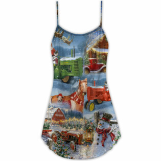 Christmas To Farm Happiness - V-neck Sleeveless Cami Dress - Owl Ohh - Owl Ohh