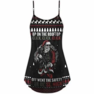 Christmas Up On The Rooftop Click Click Click Santa Claus - V-neck Sleeveless Cami Dress - Owl Ohh - Owl Ohh
