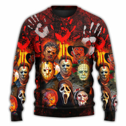Halloween Horror Movie Characters Blood Scary - Sweater - Ugly Christmas Sweaters - Owl Ohh - Owl Ohh