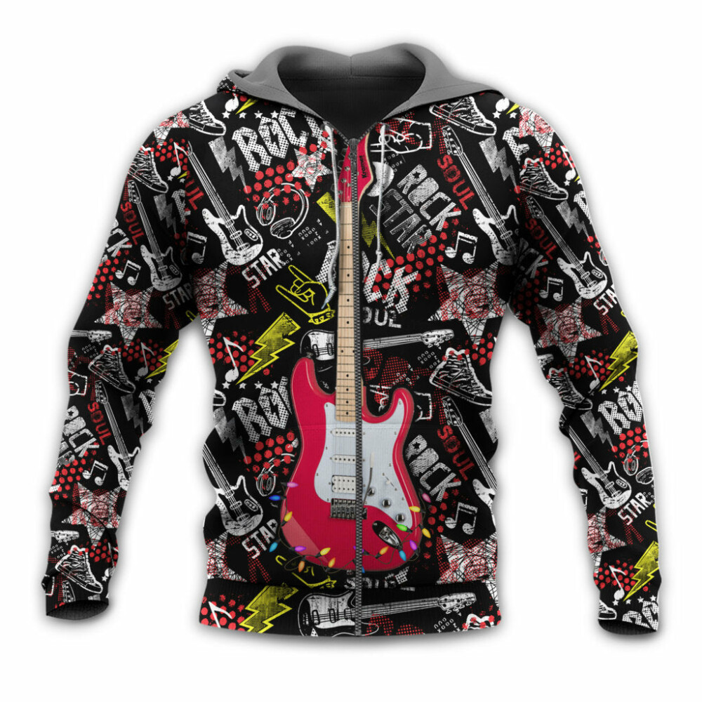 Christmas Guitar Rock Soul Merry Xmas - Hoodie - Owl Ohh - Owl Ohh