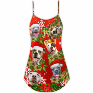 Christmas Dogs Christmas Pitbulls Are Family - V-neck Sleeveless Cami Dress - Owl Ohh - Owl Ohh