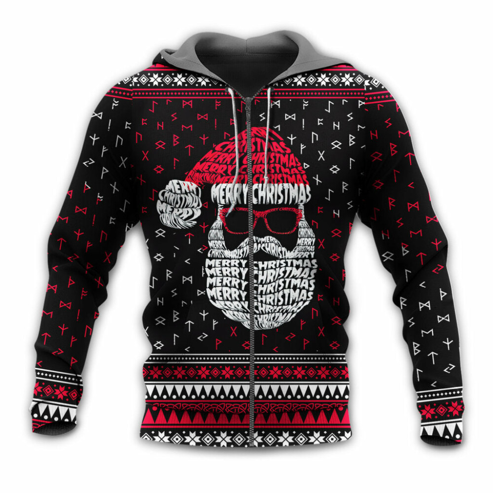 Christmas Santa Claus Retro Viking Pattern - Hoodie - Owl Ohh - Owl Ohh