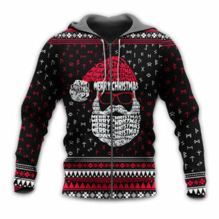 Christmas Santa Claus Retro Viking Pattern - Hoodie - Owl Ohh - Owl Ohh
