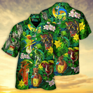 Cocktail And Dragon Tropical Hello Summer - Hawaiian Shirt - Owl Ohh for men and women, kids - Owl Ohh