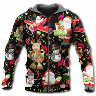 Christmas Joyful Santa Snowman Merry Xmas - Hoodie - Owl Ohh - Owl Ohh