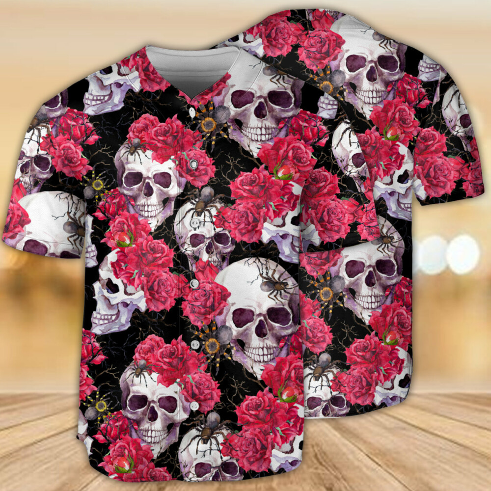 Skull And Rose - Baseball Jersey - Owl Ohh - Owl Ohh