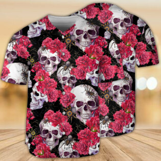 Skull And Rose - Baseball Jersey - Owl Ohh - Owl Ohh