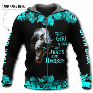 Horse This Girl Runs On Jesus And Horse Personalized - Hoodie - Owl Ohh - Owl Ohh