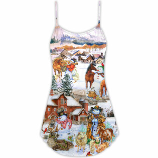 Christmas Love Horse And Farm - V-neck Sleeveless Cami Dress - Owl Ohh - Owl Ohh