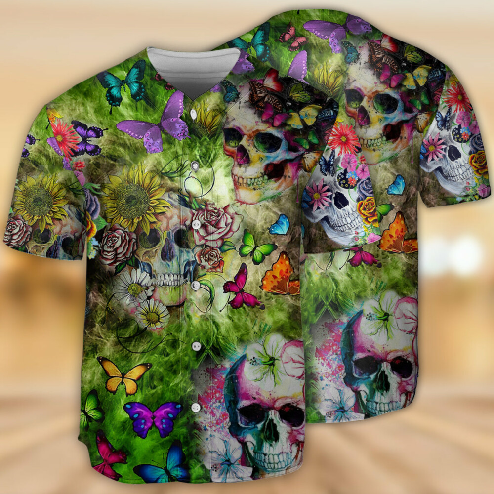 Skull Love Butterfly - Baseball Jersey - Owl Ohh - Owl Ohh