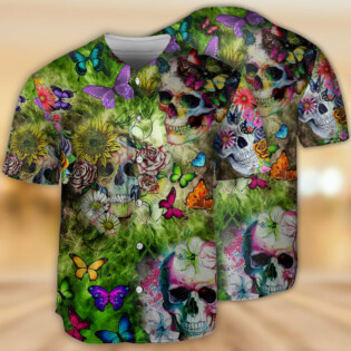 Skull Love Butterfly - Baseball Jersey - Owl Ohh - Owl Ohh