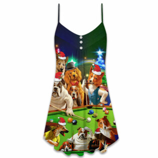 Billiard Vintage Dogs Christmas - V-neck Sleeveless Cami Dress - Owl Ohh - Owl Ohh