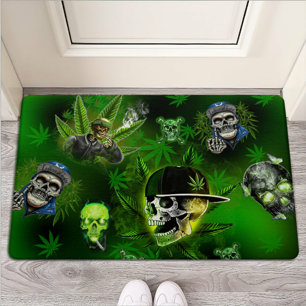Skull Let's Get High Green - Doormat - Owl Ohh - Owl Ohh