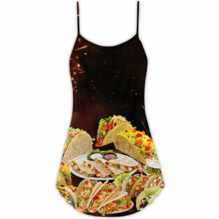 Food Tacos Fast Food Delicious - V-neck Sleeveless Cami Dress - Owl Ohh - Owl Ohh
