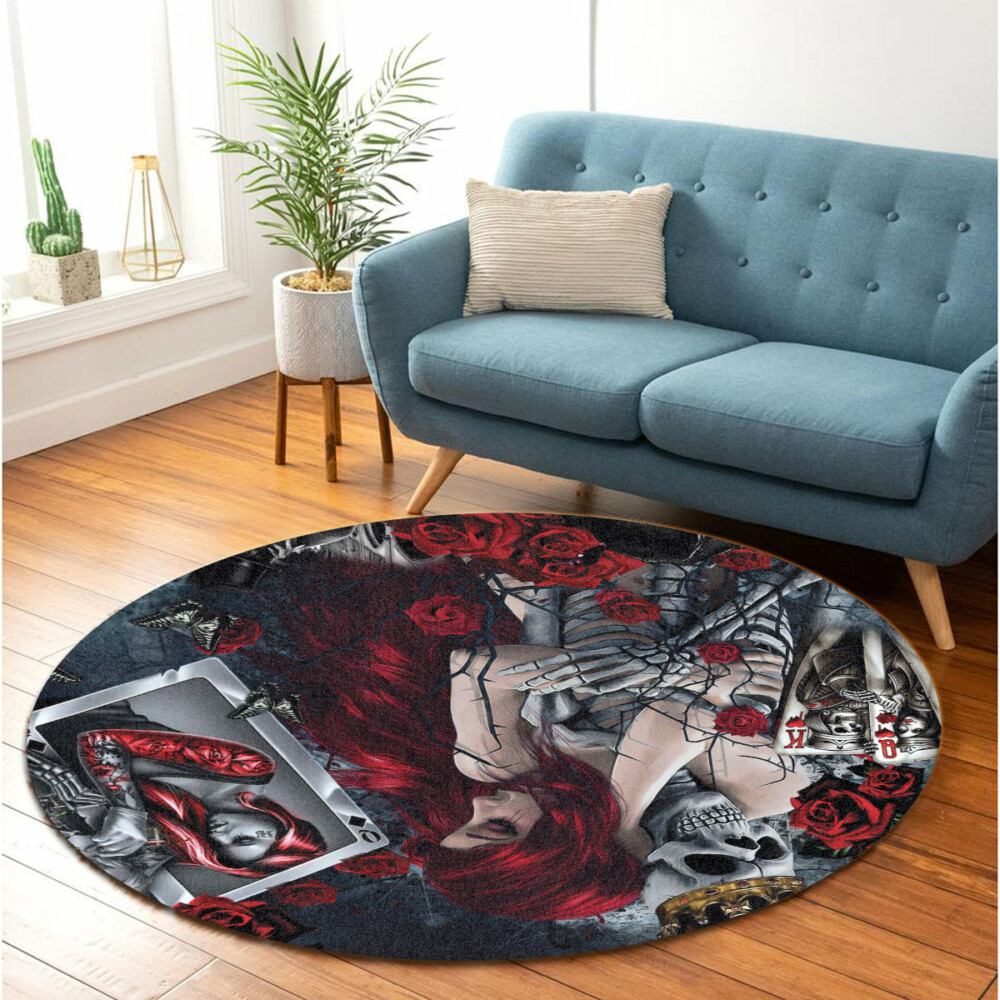 Skull Love Is Life Rose - Round Mat - Owl Ohh - Owl Ohh