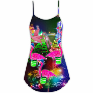 Flamingo Love Beach Amazing Christmas - V-neck Sleeveless Cami Dress - Owl Ohh - Owl Ohh
