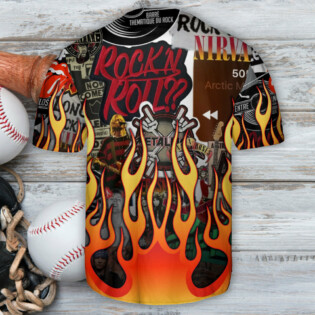 Music Rock Music Red Flame Chill - Baseball Jersey - Owl Ohh - Owl Ohh