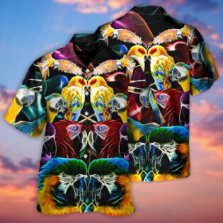 Parrot Wild Animal Neon Colorful - Hawaiian Shirt - Owl Ohh for men and women, kids - Owl Ohh