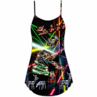Christmas Tree Neon Art And Snowman - V-neck Sleeveless Cami Dress - Owl Ohh - Owl Ohh