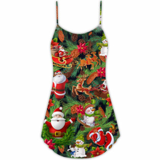 Christmas Santa Snowman Merry Xmas To Everyone - V-neck Sleeveless Cami Dress - Owl Ohh - Owl Ohh
