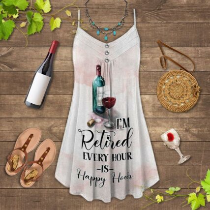 Wine And Summer Vibes I'm Retired Every Hour - Summer Dress - Owl Ohh - Owl Ohh