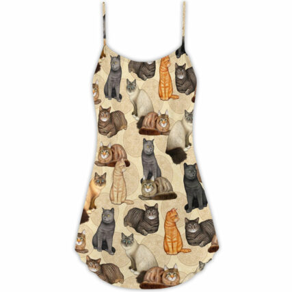 Cat Make Me Happy People Not So Much - V-neck Sleeveless Cami Dress - Owl Ohh - Owl Ohh
