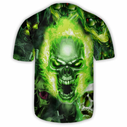 Skull Green Fear No Man - Baseball Jersey - Owl Ohh - Owl Ohh
