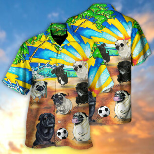 Soccer Beach Sports Pug Dog Beach - Hawaiian Shirt - Owl Ohh - Owl Ohh