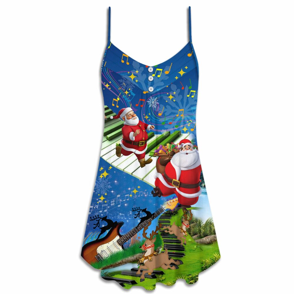 Christmas Jumping On Musical Instrument - V-neck Sleeveless Cami Dress - Owl Ohh - Owl Ohh