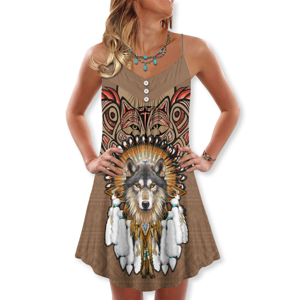Native Wolf Peaceful Vibes Amazing - Summer Dress - Owl Ohh-Owl Ohh