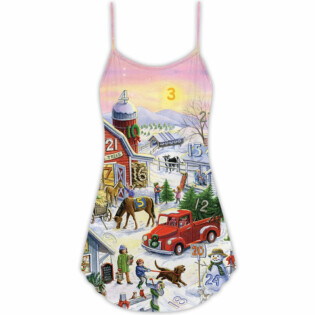 Farm Life Art Merry Christmas - V-neck Sleeveless Cami Dress - Owl Ohh - Owl Ohh