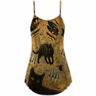 Black Cat Put Your Paws Up Cool - V-neck Sleeveless Cami Dress - Owl Ohh - Owl Ohh