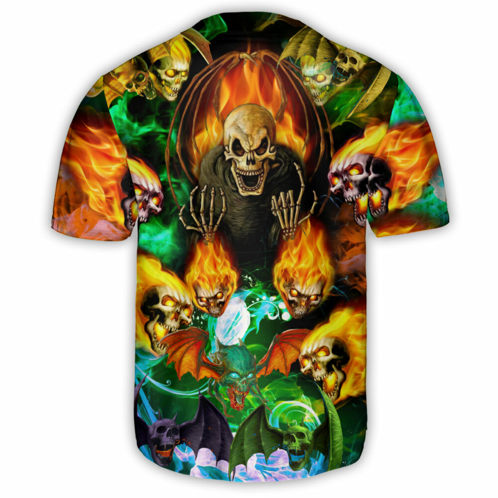Skull With Bat Wings - Baseball Jersey - Owl Ohh - Owl Ohh