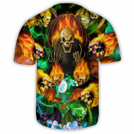 Skull With Bat Wings - Baseball Jersey - Owl Ohh - Owl Ohh