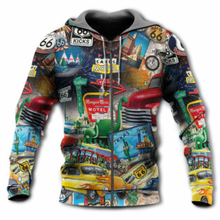 Car Route 66 Road Trip Puzzle - Hoodie - Owl Ohh - Owl Ohh