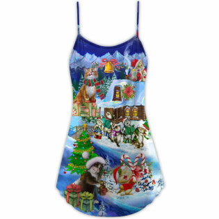 Christmas Cats Santa Love Gift - V-neck Sleeveless Cami Dress - Owl Ohh - Owl Ohh