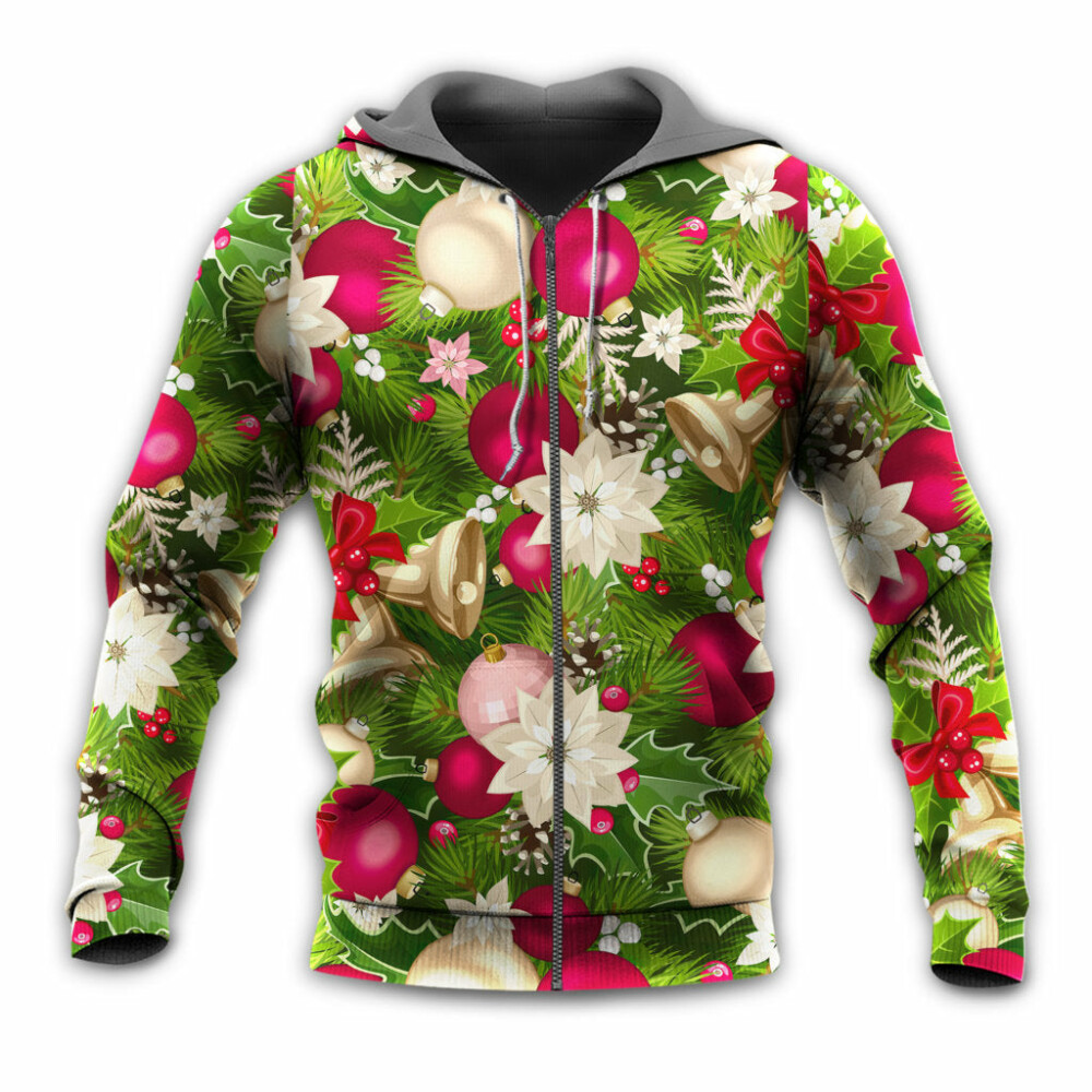Christmas Fir-Tree And Poinsettia Flowers - Hoodie - Owl Ohh - Owl Ohh