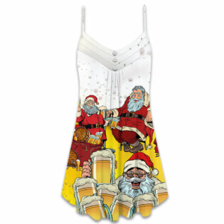 Christmas Santa I Want More Beer - V-neck Sleeveless Cami Dress - Owl Ohh - Owl Ohh