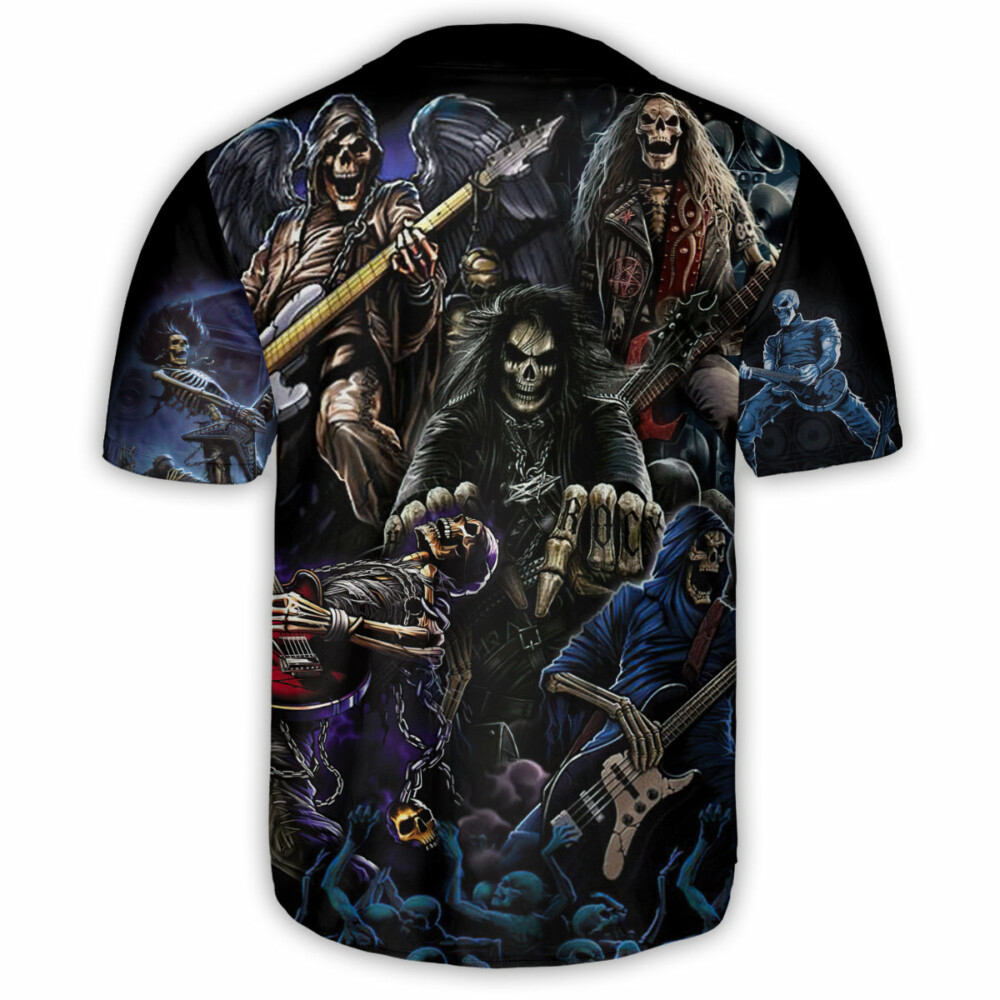 Skull Guitar Cool Dark - Baseball Jersey - Owl Ohh - Owl Ohh