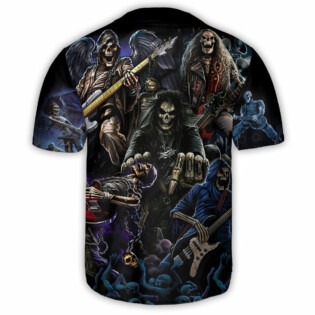 Skull Guitar Cool Dark - Baseball Jersey - Owl Ohh - Owl Ohh