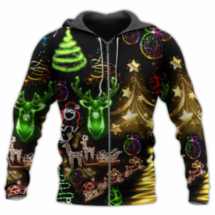 Christmas Neon Art Christmas Tree And Snowman - Hoodie - Owl Ohh - Owl Ohh