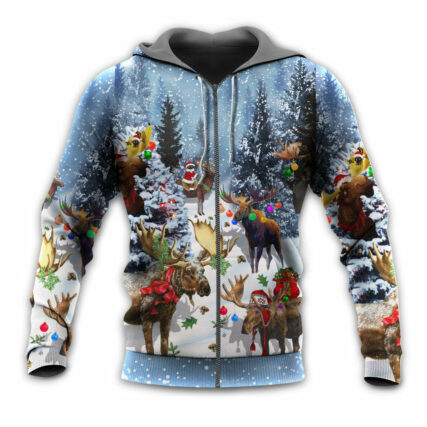 Christmas Moose Merry Xmas Snow - Hoodie - Owl Ohh - Owl Ohh