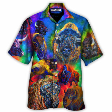 Bison Animals Colorful Bisons - Hawaiian Shirt - Owl Ohh - Owl Ohh