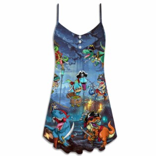 Halloween Pirate Dinosaur Scary - V-neck Sleeveless Cami Dress - Owl Ohh - Owl Ohh