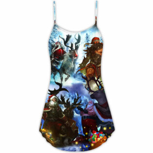Christmas Stay Cool Santa Claus - V-neck Sleeveless Cami Dress - Owl Ohh - Owl Ohh