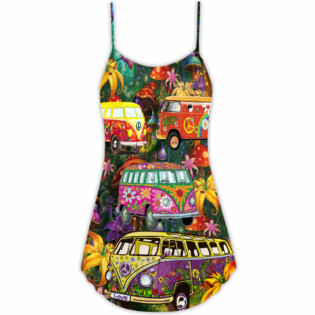 Hippie Bus Peace Life Colorful Style - V-neck Sleeveless Cami Dress - Owl Ohh - Owl Ohh