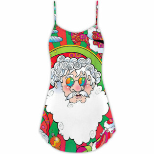 Christmas Santa Claus Psychedelic Colorful Hippie - V-neck Sleeveless Cami Dress - Owl Ohh - Owl Ohh