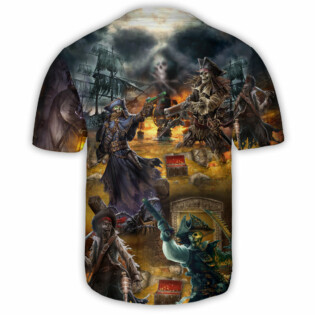 Pirate Skull Treasure - Baseball Jersey - Owl Ohh - Owl Ohh